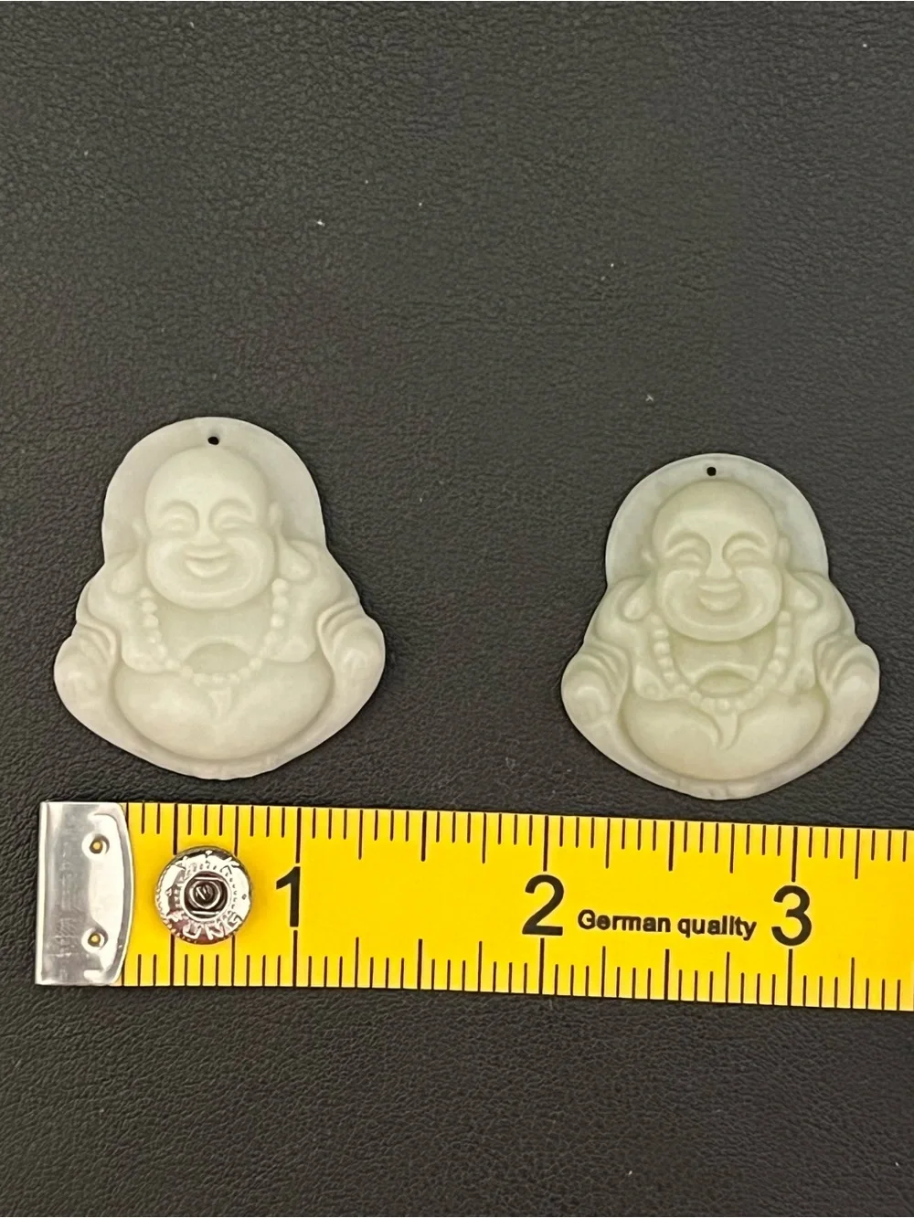 Natural White Jadeite-Style Nephrite Jade Carved Laughing Buddha Pendant - NWOT